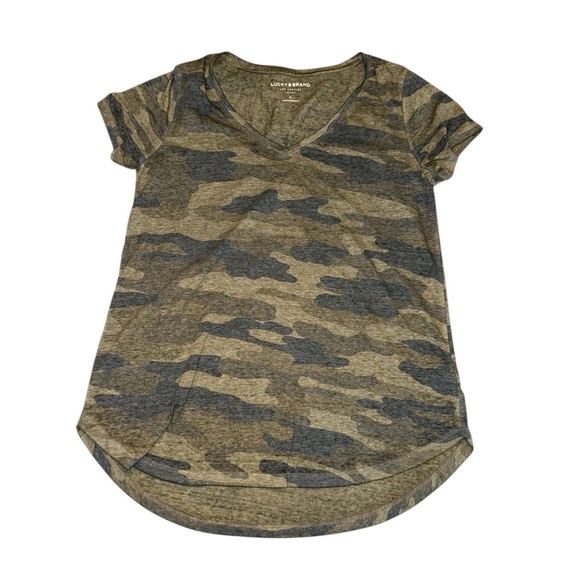 5/$25 Lucky Brand Camo V-Neck T-Shirt - Picture 2 of 4